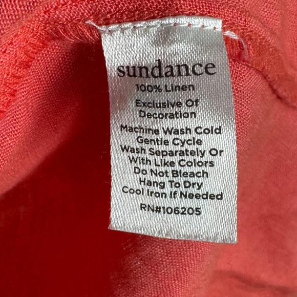 Sundance Coral Linen Short Sleeve Button Up Shirt Women's M - Picture 7 of 8
